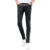 Jeans pour hommes Simple Skinny Zipper Button Dressing Up Comfy Teenager Slim Fit Pencil