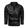 Men's Jackets Men's Motorcycle Jacket Casual Windbreaker Leather Splice Long Sleeve Stand Collar Faux Fur Zipper Pocket Coat