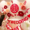 Party Decoration Chinese Wedding Room 3D Three-dimensional Red Flower Bedroom TV Background Wall Engagement