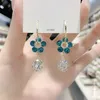 Baumeln Kronleuchter 2023New Retro Mode Blaue Blume Tropfen Ohrringe Einfache Funkelnde Wasser Tropfen Ohrringe für Frauen Schmuck Geschenke