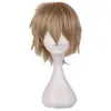 Perruque de cosplay courte avec frange pour homme, cheveux synthétiques, costume d'anime, perruques d'Halloween, noir, blanc, violet, blond, rouge