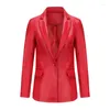 Women's Suits 2023 Artificial Pu Leather Europe And The United States Small Suit Long Sleeve Single Button Casual Solid Color Coat