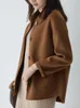 Womens Wool Blends Short Coats for Women Autumn Winter Fashion Woolen Jackets Pockets Solid Color Camel Black Polo Collar Coat Ladies High Quality 231101