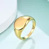 Clusterringen Vrouwen Zegelring Gepolijst Chunky Ovale Breedte Roestvrij Staal Eenvoudige Minimalistische Punk Mode Gouden Kleur Sieraden Geschenken