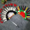 Savage Indian African Villus Chiefs Cap Hat Cos Carnival Party Feather Hats roliga huvudband Huvudbonader för barn och vuxen
