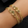 Link-Armbänder Herz-Armband verkupfert 18 Karat goldenes Metall kubanische Kette Frauen Hip Hop mit Zirkonia Liebespaar Geschenk für Freundin