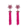 Dangle Earrings Bulk Price Pink Design Long Chain Glass Tassel Crystal Women Bijoux Supplies For Jewelry