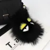 Luxury Fen Fluffy Karl äkta tvättbjörn päls Pompom Monster Bag Bugs Charm Keychain Plush Key Ring Leather Tassel Pompom Di