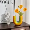 Vases Vase de fleur de pot de fleur d'intérieur moderne pour fleurs séchées décoration de mariage noël arc-en-ciel décoratif chambre de luxe 231101
