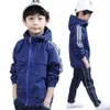 Coat Boys Spring Jacket 215T Childrens Long Sleeve Hoodie Active Windproof Youth Clothing Big Boy Velvet Sports Coat Boys Coat 231102