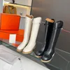 Designer-Stiefel für Herbst und Winter, klassisch, lang, rutschfest, runder Kopf, Luxus-Marken-Damenstiefel