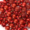 Andere Event-Partyzubehör 100 Stück/Set 3–6 cm goldene rote Weihnachtskugel, Geschenkbox, Christbaumschmuck, glänzende Kugel, matte Kugel, Puderkugel, Hohlkugel-Set 231102