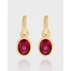 Hoop Earrings Small And Luxurious Design Simple Versatile Red Zircon Gold 925 Sterling Silver Female Texture