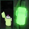 Lighters Transparent Case Windproof Waterproof Impulse Double Arc Lighter with Light USB Type C Fast Charging Creative Tools Men's Gifts