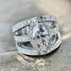 Eheringe CAOSHI Mode Frauen Marquise Cut Ring Weibliche Party Schmuck Wunderschöne Silber Farbe Finger Zubehör Für Jahrestag