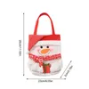 Décorations de Noël Jouets Bas Sacs cadeaux Emballage Tissu du Père Noël Décoré Chaîne de lin Cadeaux lavables pour jouet présent