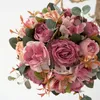 Christmas Decorations Artificial Peony Flower Ball Fabric Silk Hydrangea Rose Flower Wreath For Christmas Tree Wedding Party Pendant Wall Light Decor 231101