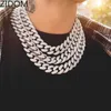 Män hiphop ised ut bling kedja halsband pave inställning 20 mm bredd miami kubanska kedjor halsband hiphop smycken T200821305L