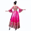 Frauen Bühnenkleidung Uygur Ethnische Stile Kostüm Indien Elegent Kleid Dame Stickerei langes Kleid Festival Party Kleidung Orientalischer Volkstanz