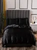 Lyxbäddar Set King Size Black Satin Silk Comforter Bed Home Textil Queen Size Däcke Cover CY2005199881906