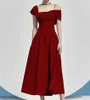 Runway Autumn Blue Party Dress Elegant Women Asymmetry Diagonal Collar Short Sleeve Female Slim Waist Long Vestidos