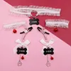 Bondage Pink Woman Sexy Adjustable Nipple Clamp Bracelet collar Breast Bdsm Small Bell Adult Fetish Flirting Teasing Sex Toy For Couples 231101