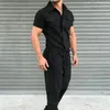 Calças masculinas Cargo Calças Camisa Geral 2023 Verão Masculino Manga Curta Calças Longas Macacão Romper com Bolsos Casual Slim Streetwear