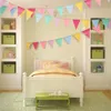 Andra evenemangsfestleveranser 24st Colorful Jute Linen Flags Pennant Birthday Bunting Banners Festival Wall Hanging Wedding Party Garland för heminredning Prop 231102