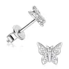 Brincos bonitos diamante passado teste bling moissanite borboleta brincos studs 925 prata banhado a ouro bling studs brincos para homens