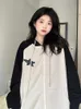 Vestes Femmes Adagirl Star Zip Up Sweat à capuche Vintage Raglan Sweat-shirt avec fermeture éclair Kpop surdimensionné Streetwear Femme Vêtements coréens 231102