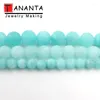 Perles en pierre naturelle mate, vernis mat, Amazonite, Jades bleus, rondes, amples, pour la fabrication de bijoux, Bracelet à bricoler soi-même, collier, 15 pouces, 6, 8, 10mm