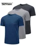 Men's T-Shirts TACVASEN 3 Packs Summer T-shirts Mens Crew Neck Short Sleeve Shirts 3 PiecesLot Moisture Wicking Quick Dry Casual Tees Gym Tops 230331