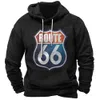 Mens Hoodies Sweatshirts Autumn Vintage Hoodie Oversized Clothing Route 66 Cycling Jacket Street Fashion Sweatshirt Long Sleeves For Men 231101