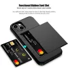 Heavy Duty Protective Dual Layer Shockproof Hidden Card Holder Slot Slim Wallet Phone Case for iPhone 12 13 14 15 Pro max Cover