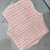 Kvinnors väster franska lilla doftande sommar lyxiga tweed tank tops kläder rosa tofs väst kappa kvinnliga utkläder 231102