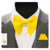 Bow Ties Gusleson Velvet Big Town Męskie Bowties Pocket Square Mankiety zestaw z pudełkiem podarunkowym Solid czerwony żółty krawat dla mężczyzny ślub 231102