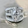 Eheringe CAOSHI Mode Frauen Marquise Cut Ring Weibliche Party Schmuck Wunderschöne Silber Farbe Finger Zubehör Für Jahrestag