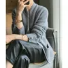 Kvinnors tröjor Autumn Winter förtjockade 100% Pure Cashmere Cardigan Women Stand Neck Sweater Loose Knit Base Sweater Jacket Sweaters 231102