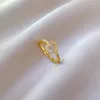 Anéis de cluster vintage 18k banhado a ouro 316l aço inoxidável real luxo elegante moda jóias coração para mulheres