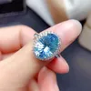 クラスターリング楕円形のブルークリスタルアクアマリントパズジルコンダイヤモンド宝石宝石