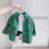 Kids Shirts Spring 100% Cotton Casual Plaid Blouse Summer Striped Shirt Korean Baby Long Sleeve Tops Boys Shirts School Girls Blouses 230331