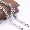 Chains Fine Pure S925 Sterling Silver Chain Women Men 7mm Cable Figure Bead Link Dragon Head Necklace