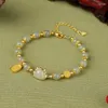 Link Bracelets Sterling Silver Chinese Handstring Natural Hetian Jade Beads Beaded Strand Women Female Fine Jewelry Gifts 6mm