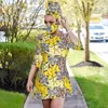 Ethnic Clothing 2023 African Print Dress Outfit For Women Dashiki Top Shirts Headwrap Mask Headband Traditional Party