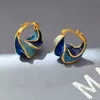 Stud Modern Jewelry Pretty Design High Quality Brass Metal Geometric Blue Earrings For Girl Women Gift 2023 Trend Accessories 231101