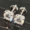 7mm Vvs Moissanite Diamond S925 Sterling Silver Screw Back Women Bling Stud Earrings