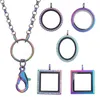 10 pz / lotto colore dell'arcobaleno ciondolo pendente medaglione galleggiante rotondo per le donne collana memoria magnetica medaglione di vetro vivente con catene Y1268W