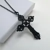 Gargantilla gótica negra Punk Cruz colgante satánico collar de cadena para mujer hombre fe joyería religiosa encanto Accesorios