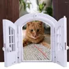 猫のキャリア耐候性フラップドア耐久性のある白いプラスチック猫窓パピードアウォール