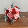 Wedding Flowers Bouquet For Bride Red Pink Silk Roses Artificial Marriage Bridal Bridesmaids Holding Flower Accessories